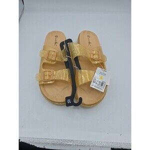 JUST be Shoes Womens Size 10 Gold Glitter Buckle Sandals Beach SlipOn Brand New
